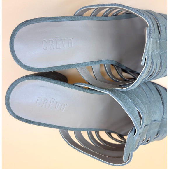 Crevo Hazelle Stacked Heeled Women's Size 10 Strappy Suede Sage Green Sandal - Picture 9 of 12